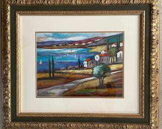 Framed Serigraph Titled Summer Sails By Artist Slava Brodinsky