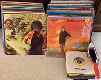 Group of Mixed Genres of LPs and 45 Records