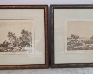 2 Framed Dutch Etchings of July and September