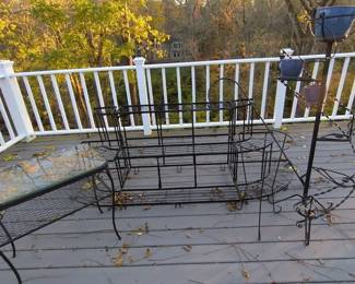 Collection of Outdoor Plant Stands and Table