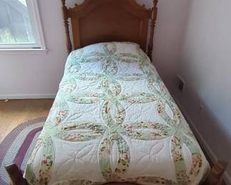 Antique Victorian Twin Bed Headboard, Footboard, Side rails Slats