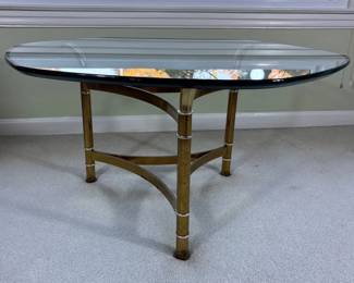 Hollywood Regency Style Brass Glass Top Coffee Table