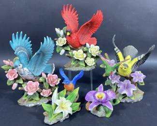 Bird And Flower Porcelain Figures