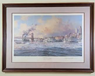 Michael Blaser Signed Lithograph Old Cincinnati Just Before The Second World War
