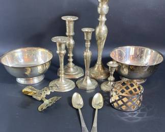 Silver Plated Candle Holders, Bowls, And More