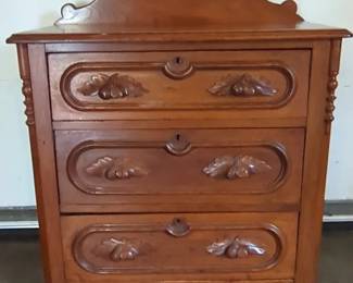 Antique Victorian Wash Stand W 3 Drawers