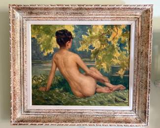 05 Framed Oil Painting of Nude Female by Artist Andras David