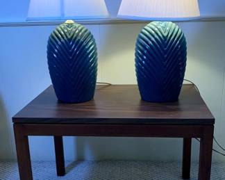 Two Table Lamps and End Table