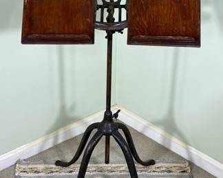 Antique Victorian Cast Iron Adjustable Music Stand