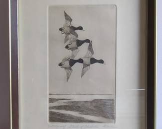 Artist Proof Flick of Bluebills by D. Weller