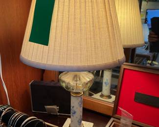 Gilt accented blue and white floral lamp $88 + tax