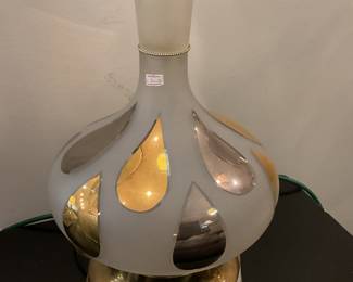 Large glass table lamp with gold leaf drip 1950s-60s $120 + tax
