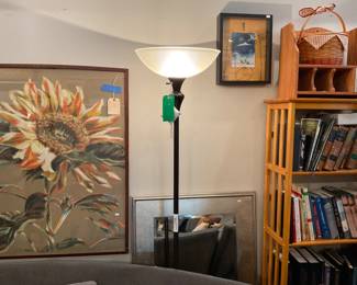 Contemporary black torchiere floor lamp $36 + tax