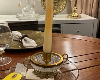 Vintage cut crystal and brass candle holder $14 + tax