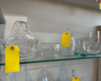 Cut crystal jars and baskets