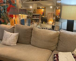 Charcoal gray and beige 3 pice sectional sofa (length=13’ height of seat=17” height of back=31” depth=64”) $1400 + tax