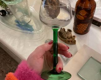Green stem glasses (3) $30 + tax