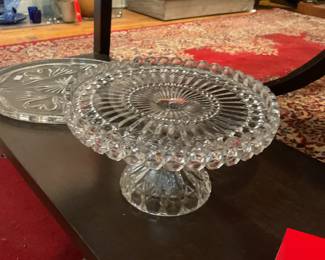 Cut crystal cake stand