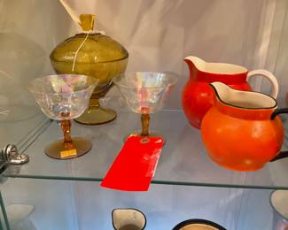 Carnival glass coupe glasses (2) $30 + tax