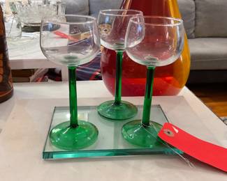 Green stem glasses (3) $30 + tax