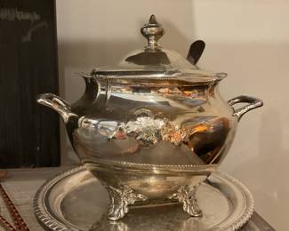 Silver played soup tureen