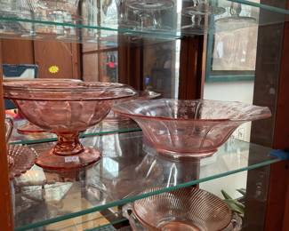 Pink depression glass