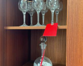 Vintage decanter with etched Cala lily design $20 + tax