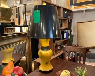 Mid-Century modern, yellow and black lamp.