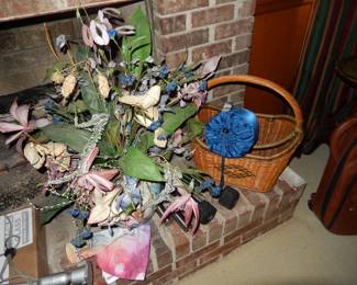 SILK FLOWERS AND BASKET