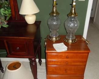 WATERFORD LAMPS AND SMALL CHEST