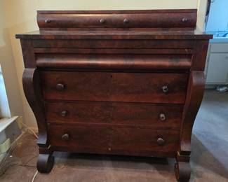 Antique American Empire burle wood chest