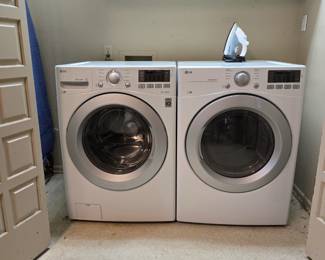 Set of LG front loading white washer and dryer