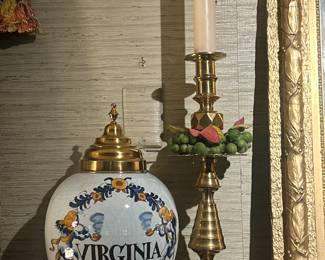 Antique Delft Apothecary Tobacco Jar