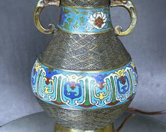Antique Chinese Cloisonne which has been converted into a table lamp