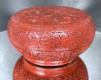 Old Chinese Red Cinnabar Lacquer Round Box