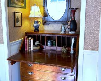Vintage American colonial drop front secretary by Biggs Furniture of Richmond, Virginia.
