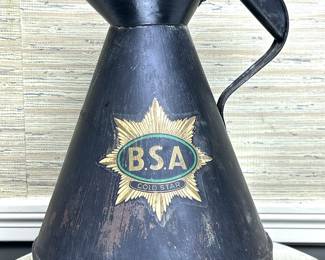 Old metal English canister with BSA Gold Star Logo (Birmingham Small Arms Company)