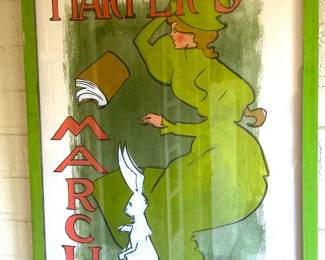 'HARPER'S MARCH' in the style of Edward Penfield by Delia Hunt. She was born in Texas in 1939. She studied art history and commercial art at Texas Tech University.