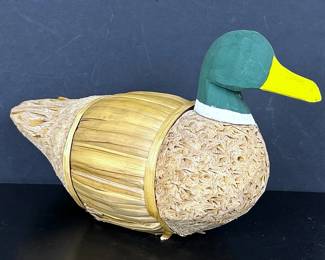 Primitive style cork & straw duck decoy