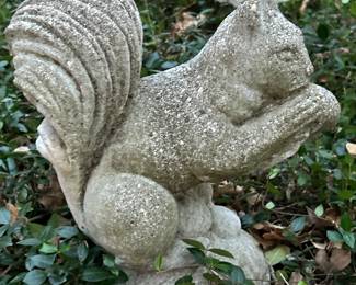 Vintage concrete garden squirrel statue