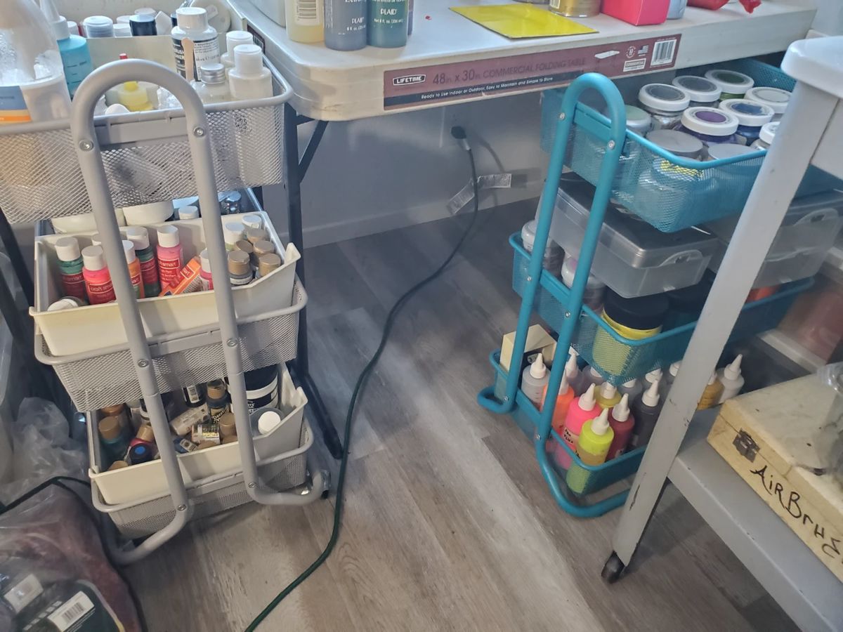 Paint mostly acrylic and glass. Many choices available! Come and see!