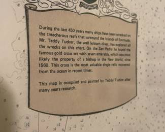 Vintage Bermuda Map Painting Print by Teddy Tucker (28.5” x 23”)