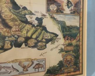 Framed Vintage Oahu Map (11” x 9”)