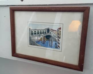 Framed Watercolor Painting of Rialto Bridge (8” x 11”)