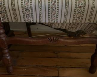 Empire-style Upholstered Armchair With a Striped Fabric Seat and Backrest.