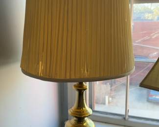 Brass Table Lamp with Pleated Shade