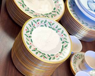 Christmas themed plates and cups