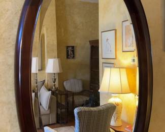 Mahogany Oval Mirror with Carved Frame (33 x 19”)