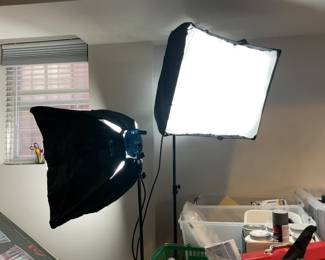 Westcott TD5 Spiderlite 2-light kit with two 22” x 29” soft boxes, ten 5500k bulbs, two stands, two mounting brackets, two silver/white Westcott umbrellas and a carrying case in excellent condition