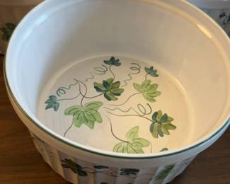 Ceramic Baking Dish with Ivy Design From Herend Village Pottery (8”) - price per item 